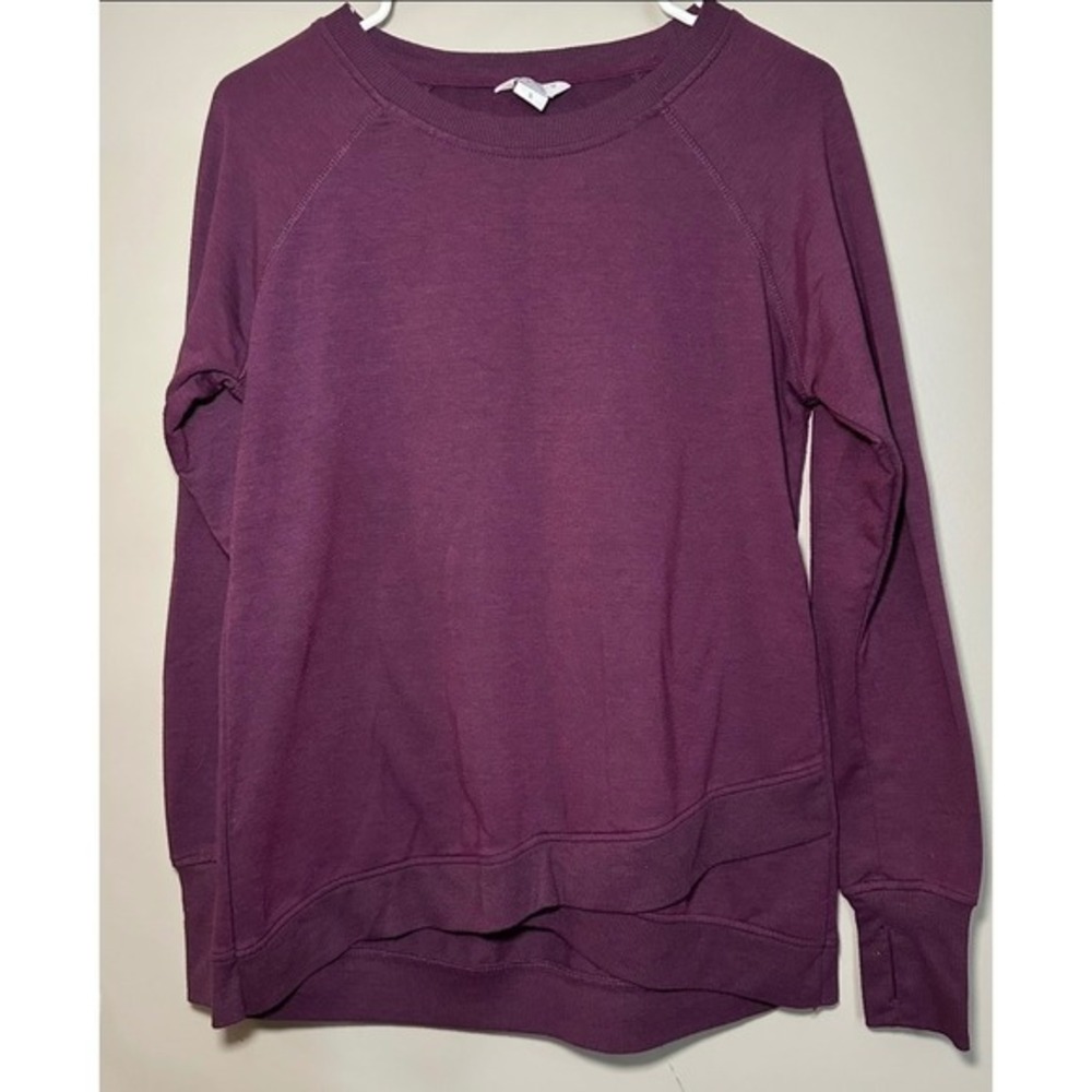 Danskin Sweater Women Size S Purple Crisscross Hem‎ Athleisure Yoga Balletcore